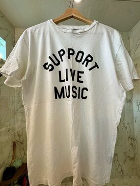 Anthropologie Retroband Support Live Music White Graphic Tee
